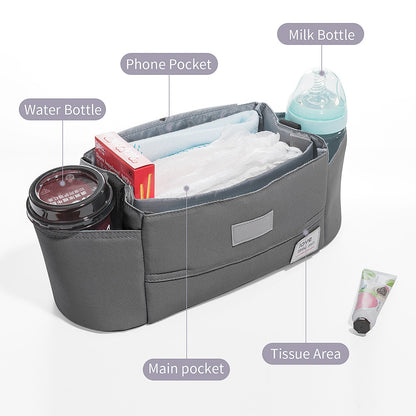 Universal Stroller Organizer with Cup Holders & Waterproof Storage