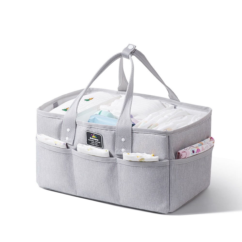 12-Pocket Waterproof Diaper Caddy with Removable Organizer Insert