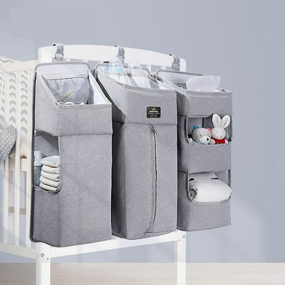 3-in-1 Bedside Crib Storage Bag with Adjustable Hanger & Organizer