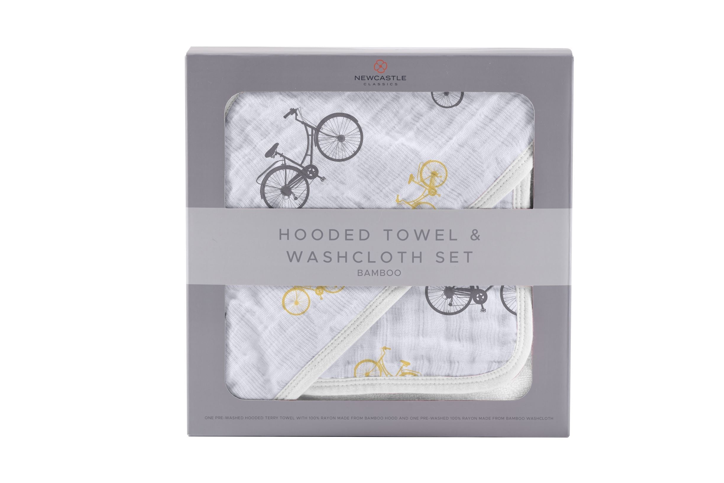 100% Natural Bamboo Muslin Hooded Towel with Washcloth Set