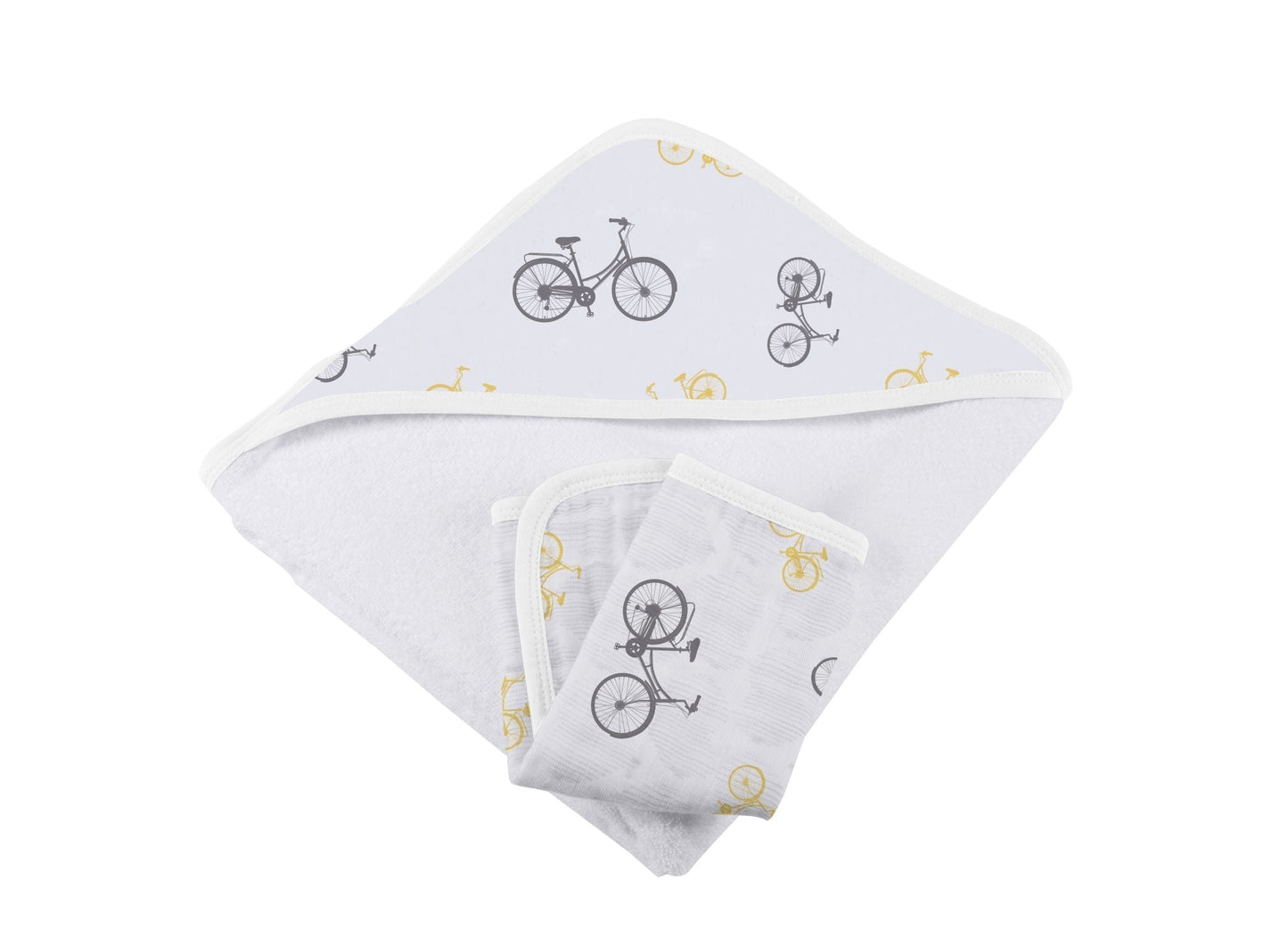 100% Natural Bamboo Muslin Hooded Towel with Washcloth Set