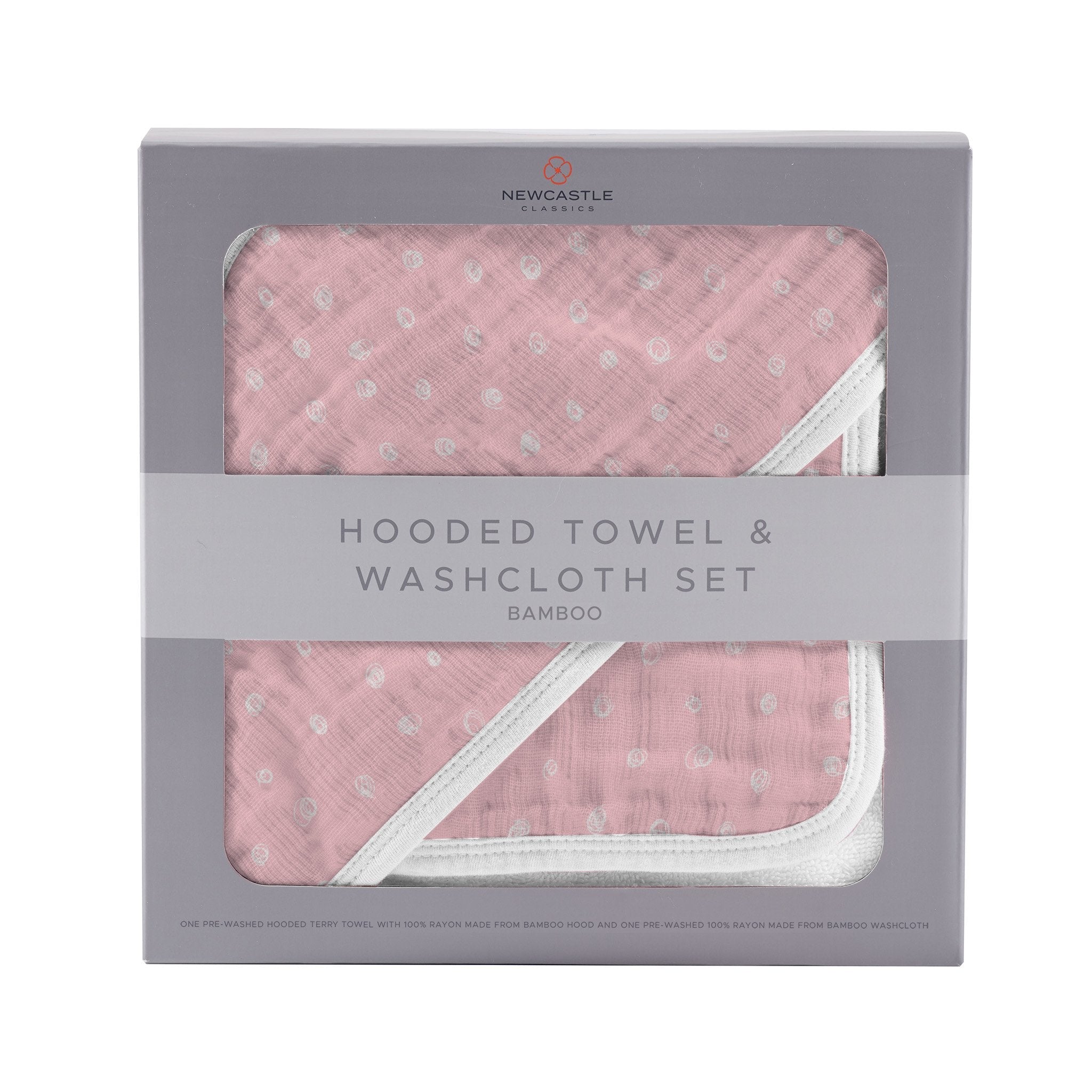 100% Natural Bamboo Muslin Hooded Towel with Washcloth Set