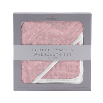 100% Natural Bamboo Muslin Hooded Towel with Washcloth Set