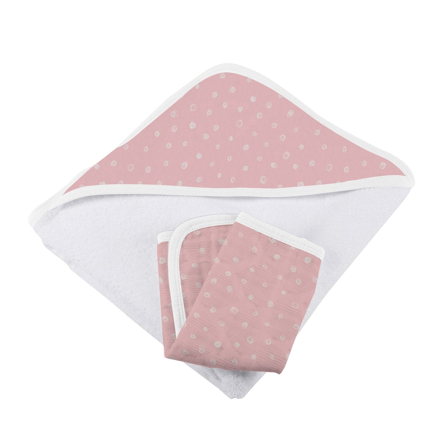 100% Natural Bamboo Muslin Hooded Towel with Washcloth Set