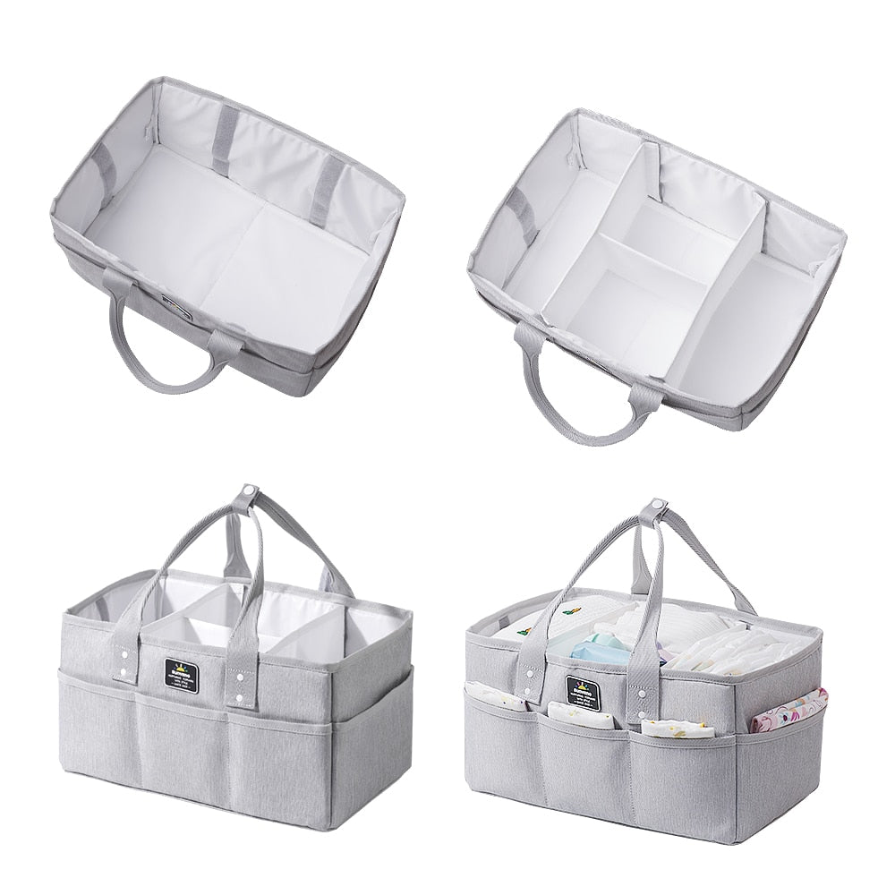 12-Pocket Waterproof Diaper Caddy with Removable Organizer Insert