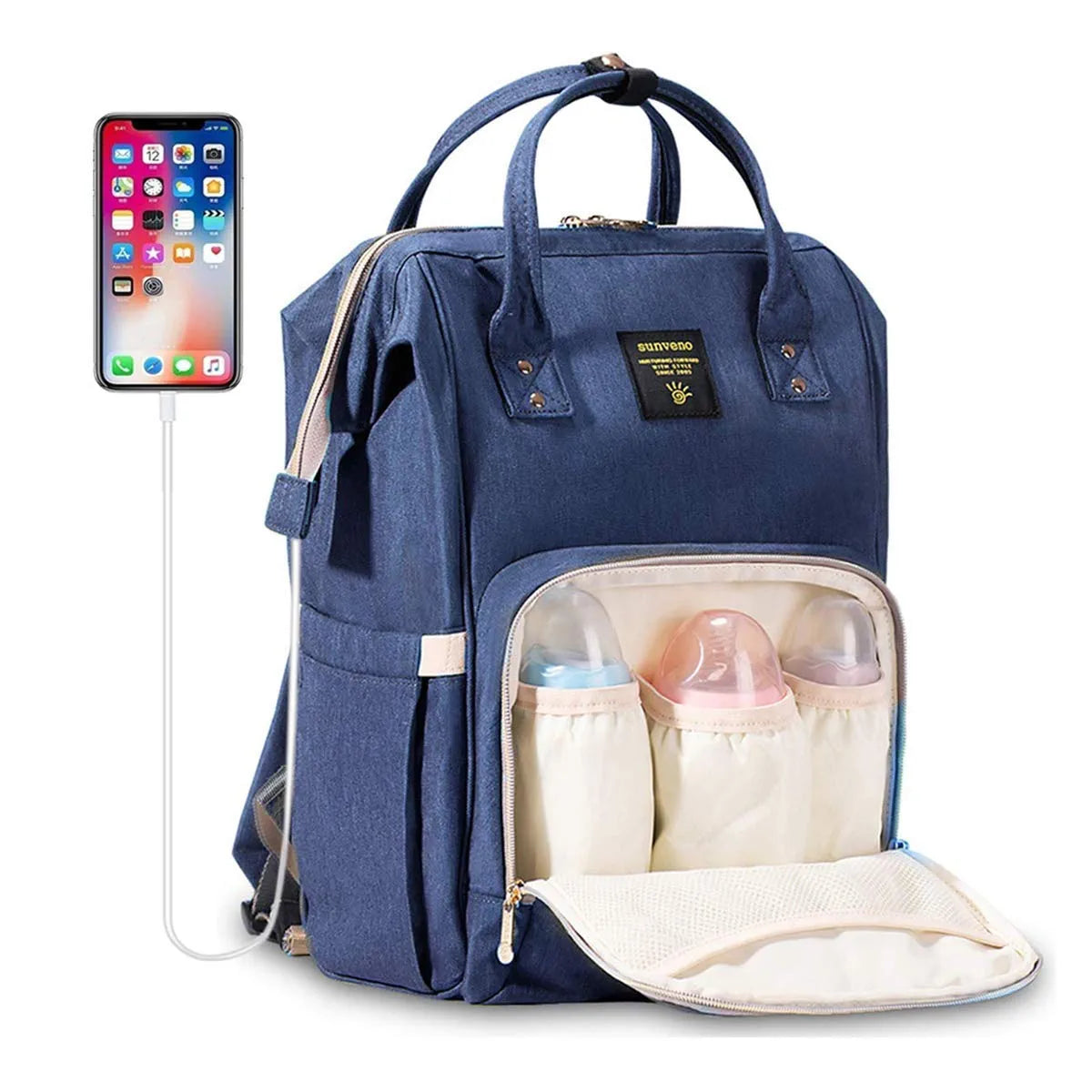 Trendy Diaper Backpack with 13 Pockets & USB Port