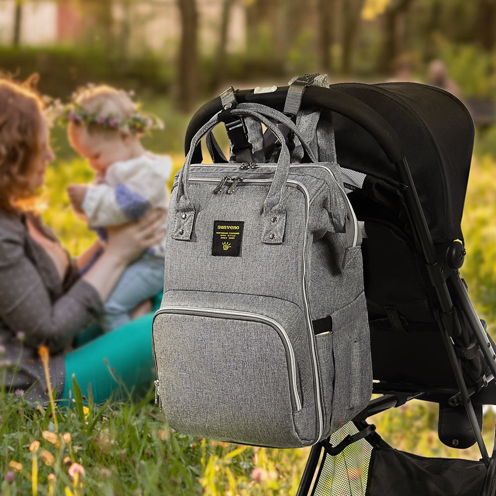 Open-Wide Diaper Backpack with Insulated Pockets & Anti-Theft Design