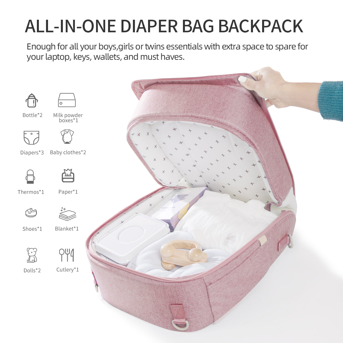 Portable Diaper Backpack with Changing Pad & Waterproof Design