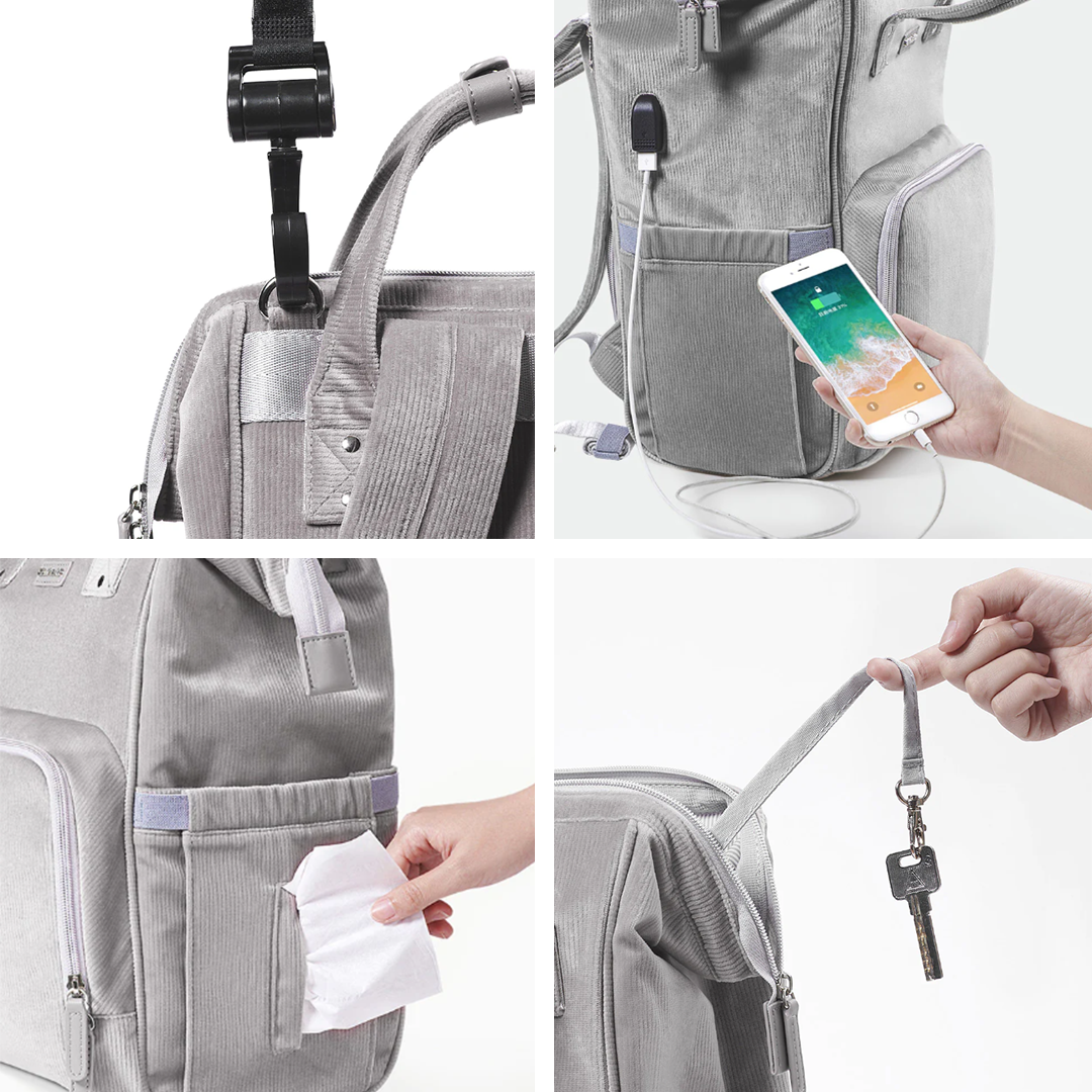 13-Pocket Anti-Theft Baby Backpack with Insulated Bottle Holders & USB Port