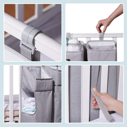 3-in-1 Bedside Crib Storage Bag with Adjustable Hanger & Organizer