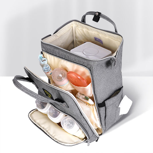 Open-Wide Diaper Backpack with Insulated Pockets & Anti-Theft Design