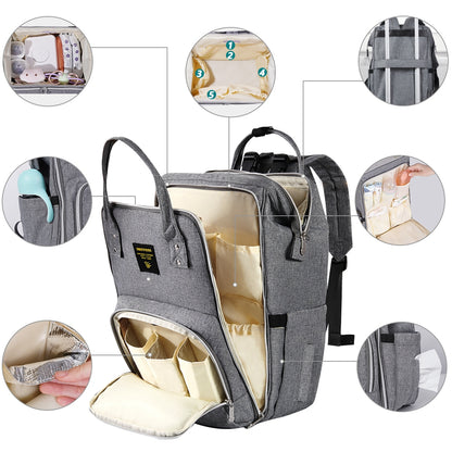 Open-Wide Diaper Backpack with Insulated Pockets & Anti-Theft Design