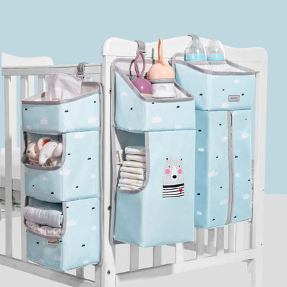 3-in-1 Bedside Crib Storage Bag with Adjustable Hanger & Organizer