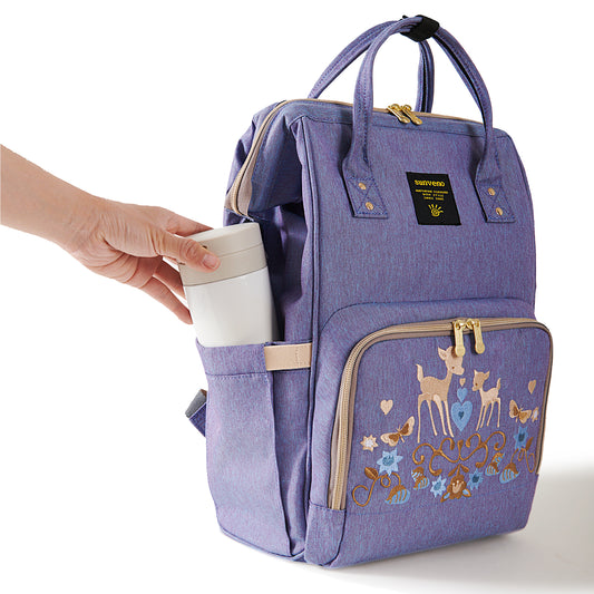 Classic Embroidered Diaper Backpack with USB Port & Insulated Pockets